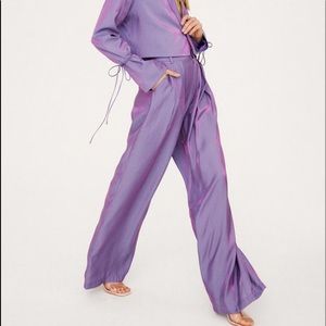 metallic satin pants